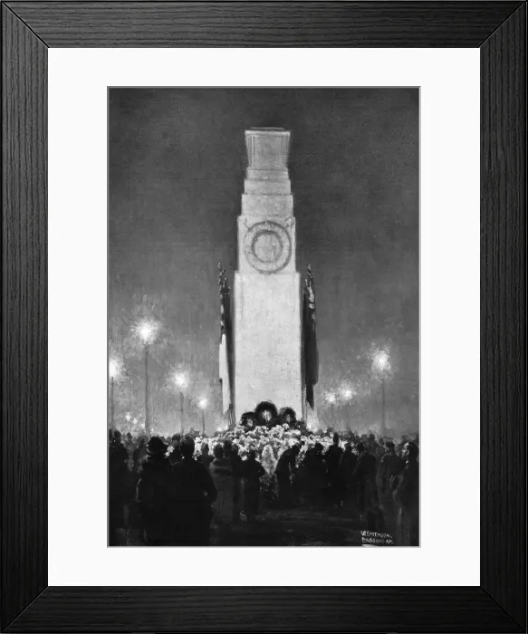 Framed Print : Crowds visiting the Cenotaph at night, November 1920