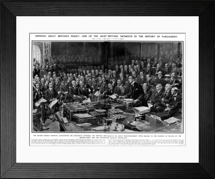 Framed Print : Sir Edward Grey in parliament on the eve of WWI Framed Print : Sir Edward Grey in parliament on the eve of WWI