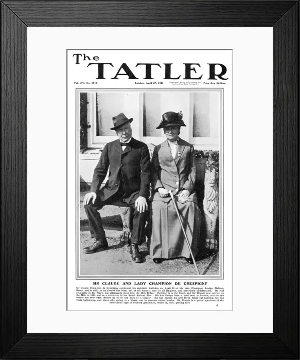 Framed Print : Sir Claude and Lady Champion de Crespigny, Tatler cover Framed Print : Sir Claude and Lady Champion de Crespigny, Tatler cover