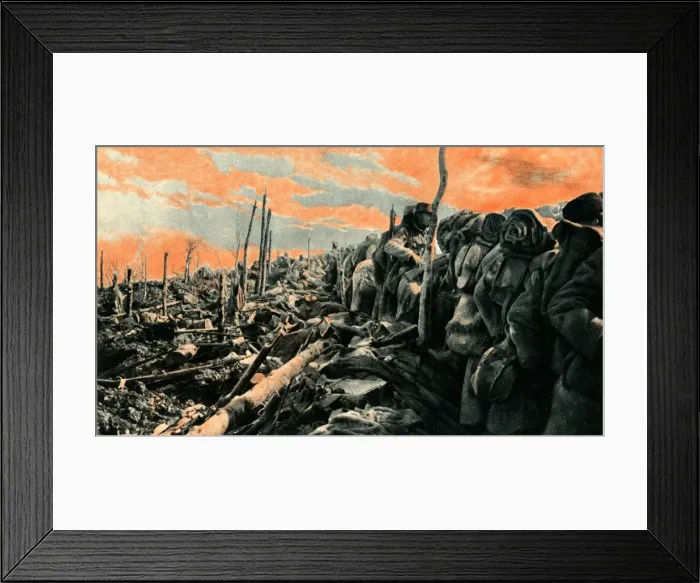 Framed Print : WW1 - French troops holding captured German trenches, 1915 Framed Print : WW1 - French troops holding captured German trenches, 1915