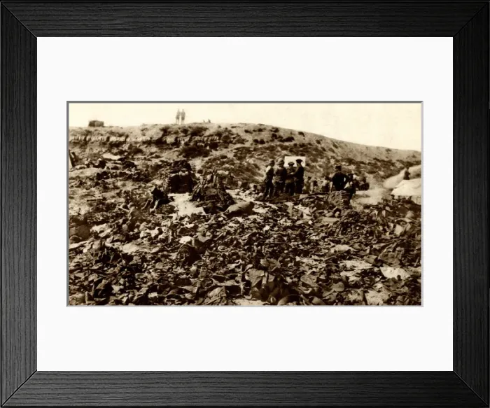 Framed Print : WW1 - Dead and wounded kit collection, W Beach, Gallipoli Framed Print : WW1 - Dead and wounded kit collection, W Beach, Gallipoli