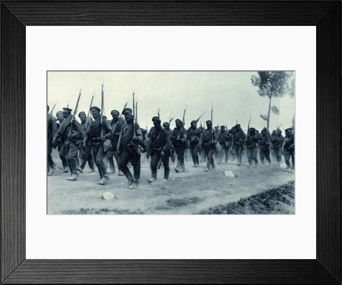 Framed Print : WW1 - Russian Infantry on the march in Poland, 1915