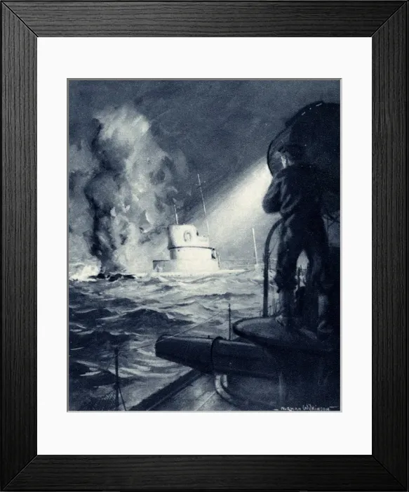 Framed Print : WW1 - HMS Badger rams U-19 German Navy U-Boat, 1914 Framed Print : WW1 - HMS Badger rams U-19 German Navy U-Boat, 1914