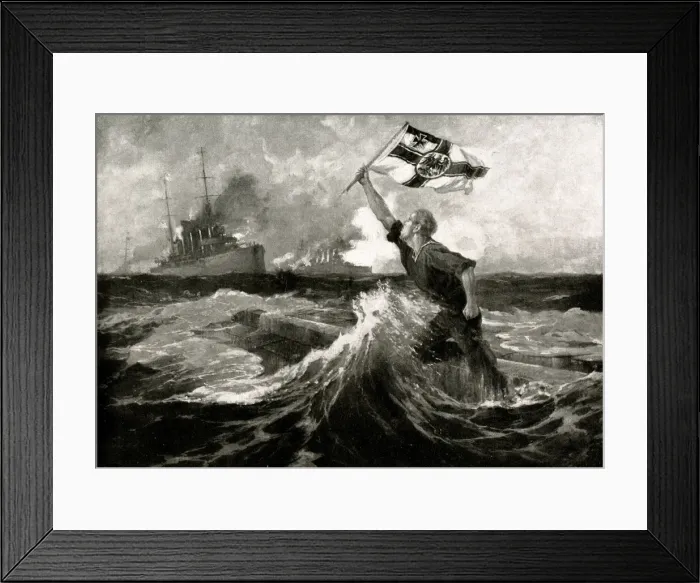 Framed Print : WW1 - Battle of Falkland - Heroic German on S. M. S. Leipzig