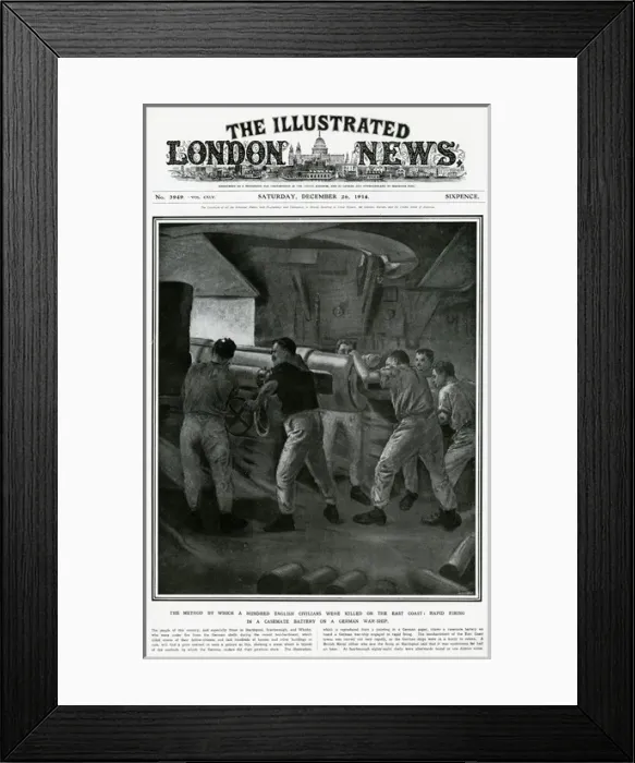 Framed Print : Bombardment of Scarborough - German navy gun-crew