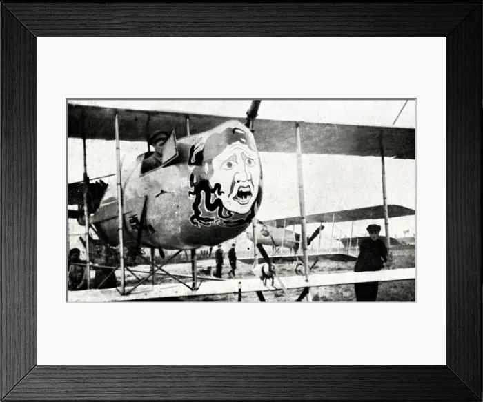 Framed Print : WW1 - Decorated Belgian aeroplanes - Medussas Head Framed Print : WW1 - Decorated Belgian aeroplanes - Medussas Head