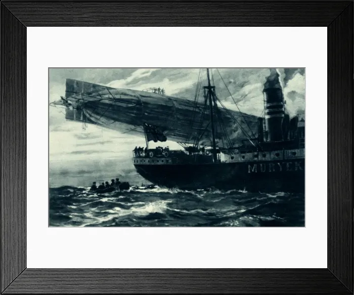 Framed Print : WW1 - Zeppelin holding up Norwegian Vessel, North Sea, 1915 Framed Print : WW1 - Zeppelin holding up Norwegian Vessel, North Sea, 1915