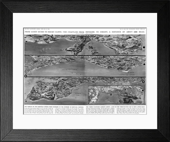 Framed Print : European coastline 1944 Framed Print : European coastline 1944