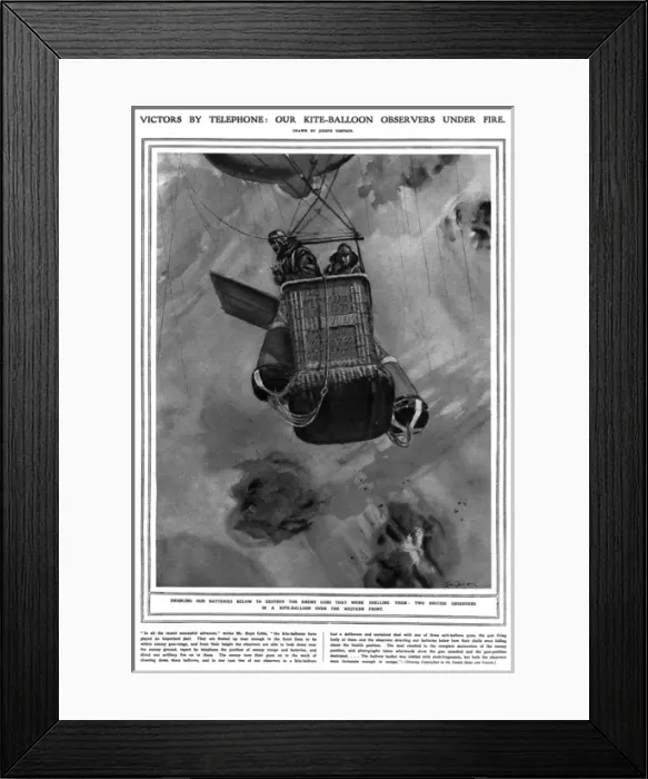 Framed Print : Kite Balloon Observers under fire Framed Print : Kite Balloon Observers under fire