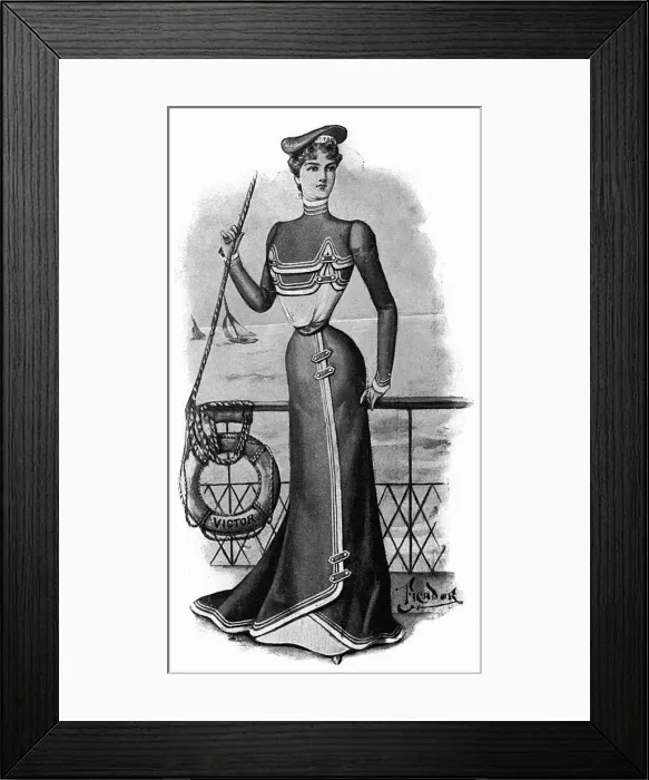Framed Print : Yachting costume of blue serge Framed Print : Yachting costume of blue serge