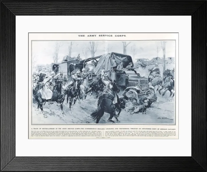 Framed Print : Lorries of Army Service Corps in Great War Deeds, WW1 Framed Print : Lorries of Army Service Corps in Great War Deeds, WW1