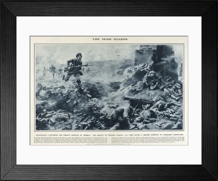Framed Print : Michael O Leary, Irish Guards, in Great War Deeds, WW1 Framed Print : Michael O Leary, Irish Guards, in Great War Deeds, WW1