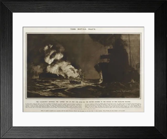 Framed Print : HMS Glasgow in Great War Deeds, WW1 Framed Print : HMS Glasgow in Great War Deeds, WW1