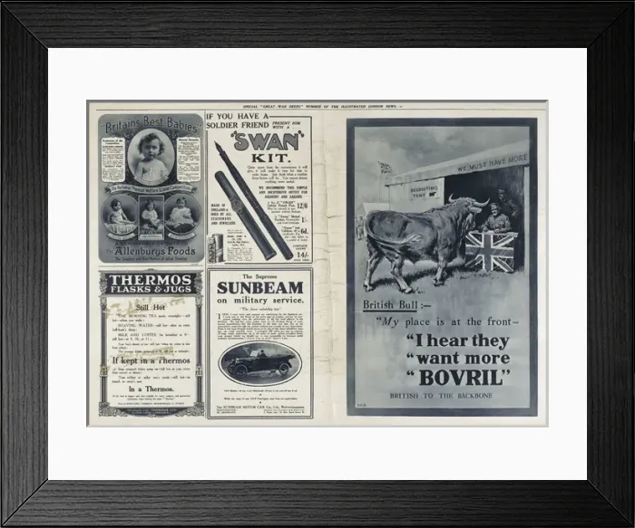 Framed Print : Advertisements in Great War Deeds, Illustrated London News Framed Print : Advertisements in Great War Deeds, Illustrated London News