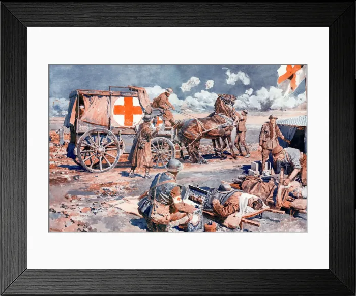 Framed Print : At an Advanced Dressing Station on the Western Front, Matania