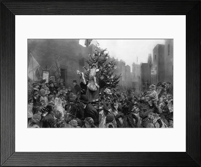 Framed Print : Christmas day at the Hackney street shrines, London, 1916 Framed Print : Christmas day at the Hackney street shrines, London, 1916
