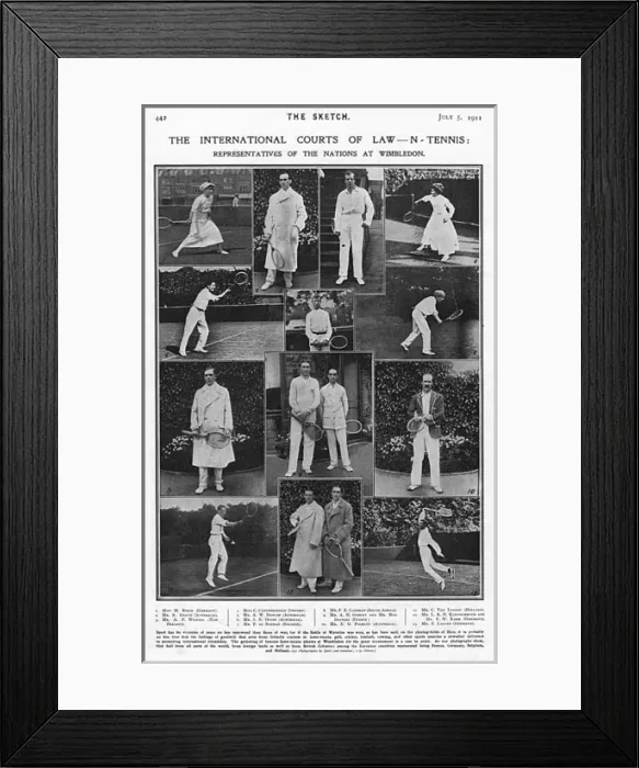 Framed Print : International tennis players at Wimbledon, 1911 Framed Print : International tennis players at Wimbledon, 1911