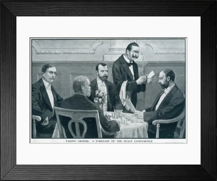 Framed Print : Kaiser as a waiter: a WW1 peace conference imagined, 1915 Framed Print : Kaiser as a waiter: a WW1 peace conference imagined, 1915