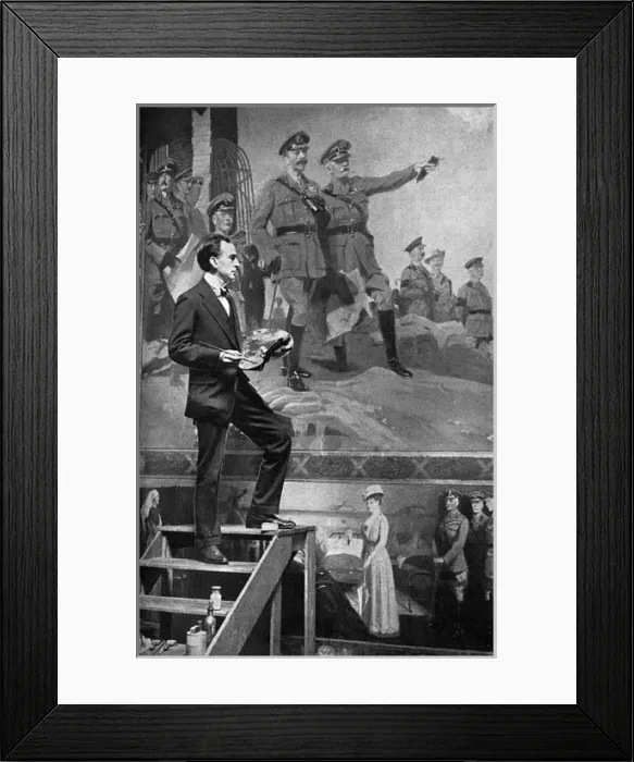 Framed Print : Frank O Salisbury working on painting of King at the Front Framed Print : Frank O Salisbury working on painting of King at the Front