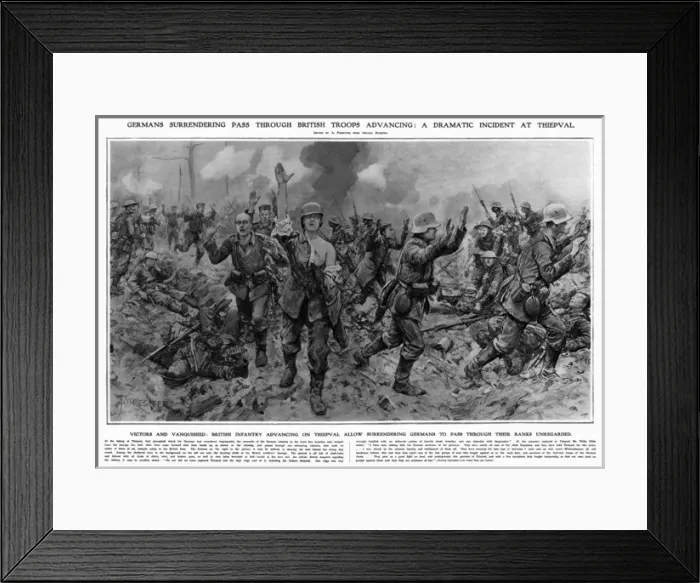 Framed Print : German soldiers surrender at Thiepval, 1916 Framed Print : German soldiers surrender at Thiepval, 1916