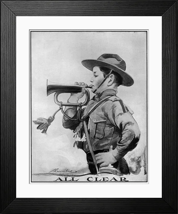Framed Print : All Clear - boy scout during WWI by Barribal Framed Print : All Clear - boy scout during WWI by Barribal