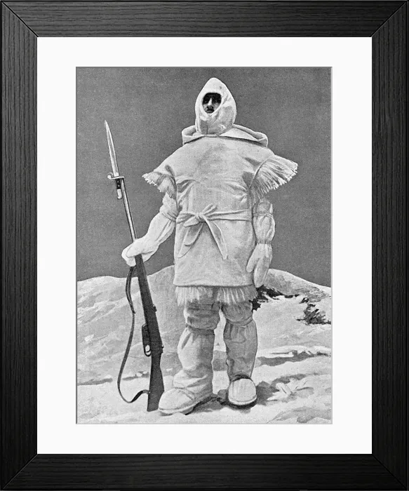 Framed Print : Italian soldier in white camouflage, WWI Framed Print : Italian soldier in white camouflage, WWI