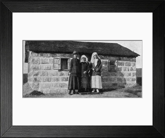 Framed Print : Hut made of petrol tins, American Red Cross nurses, Serbia Framed Print : Hut made of petrol tins, American Red Cross nurses, Serbia