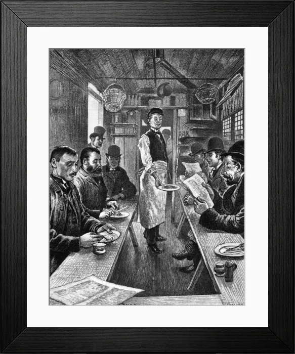 Framed Print : An interior of a London cabmens shelter, 1890 Framed Print : An interior of a London cabmens shelter, 1890