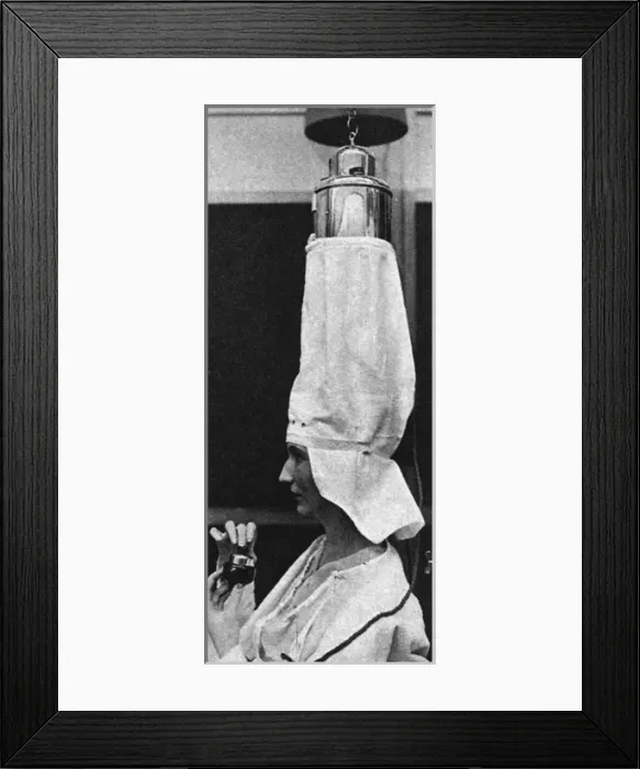Framed Print : Hair-drying device, 1928 Framed Print : Hair-drying device, 1928