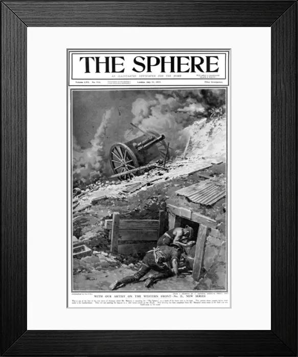 Framed Print : Gunners sheltering during a bombardment, 1917, Matania