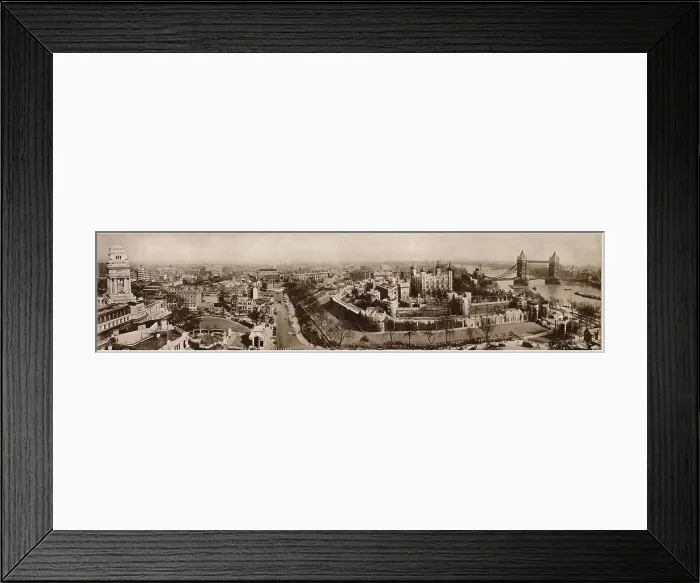 Framed Print : Taken from All Harrows church, this panoramic view from Port of London Authority Building, on the left to Tower Bridge and the South Bank of the River Thames, includes the entire of the Tower of London, which covers 13 acres. Date: 1958 Framed Print : Taken from All Harrows church, this panoramic view from Port of London Authority Building, on the left to Tower Bridge and the South Bank of the River Thames, includes the entire of the Tower of London, which covers 13 acres. Date: 1958