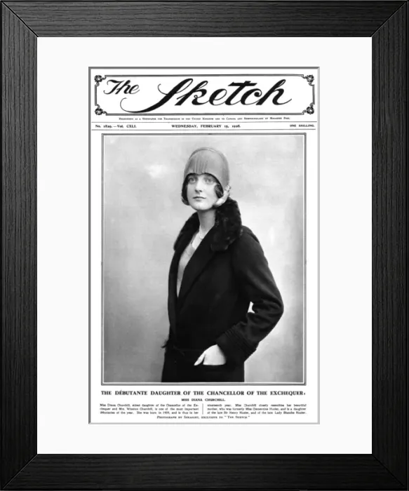 Framed Print : Sketch front cover - Miss Diana Churchill