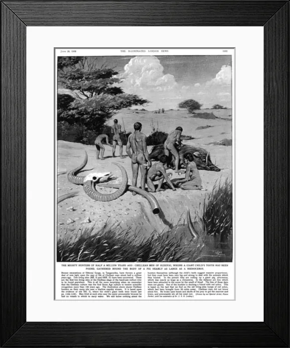 Framed Print : Chellean men of Olduvai Framed Print : Chellean men of Olduvai