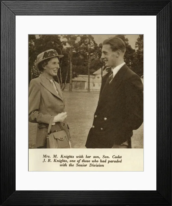 Framed Print : Mrs M. Knights with her son, Sen. Cadet J. R. Knights Framed Print : Mrs M. Knights with her son, Sen. Cadet J. R. Knights