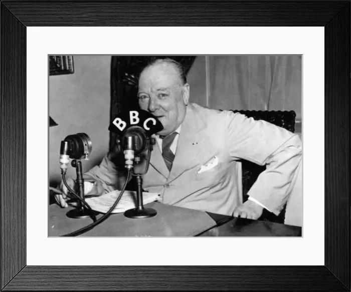Framed Print : Churchill, BBC broadcast 1943 Framed Print : Churchill, BBC broadcast 1943