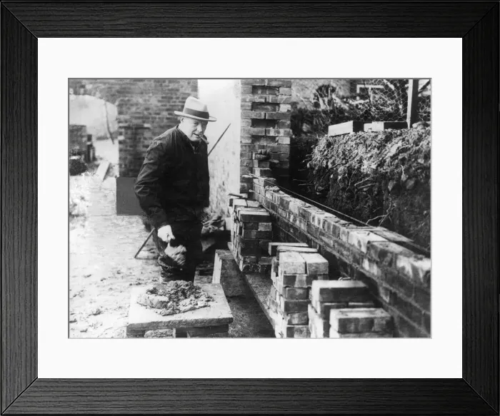 Framed Print : Churchill bricklaying Framed Print : Churchill bricklaying
