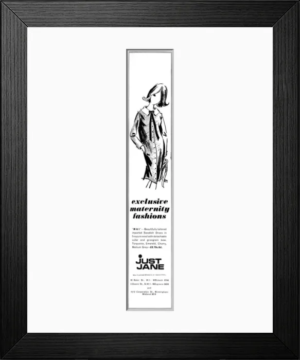 Framed Print : Just Jane maternity fashion 1965