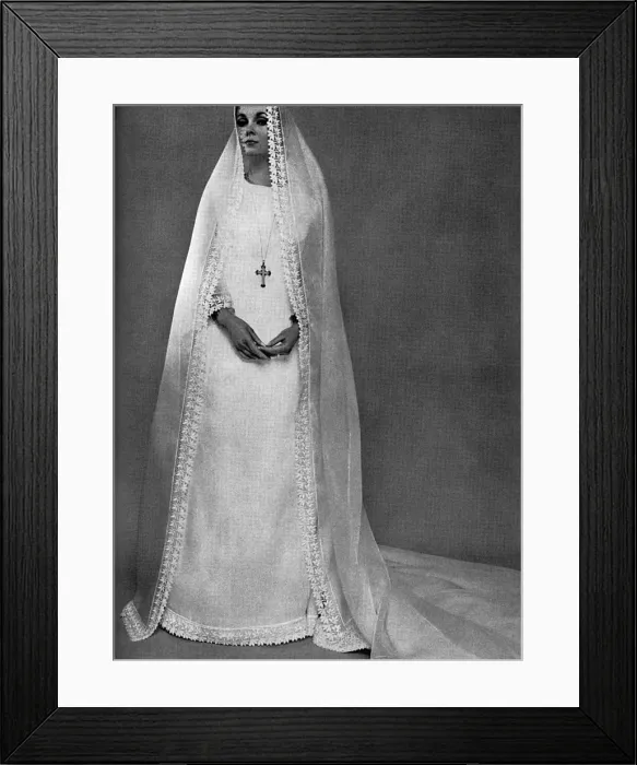 Framed Print : Belinda Belville wedding dress, 1965