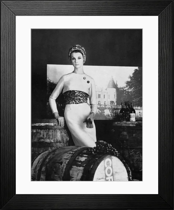 Framed Print : Polly Peck wool dress modelled by Jean Shrimpton 1961