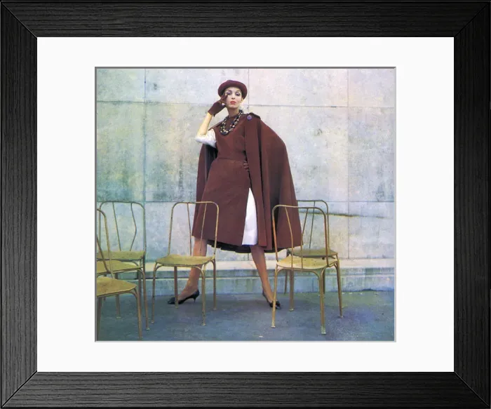 Framed Print : Madame Gres cape and dress, 1961 Framed Print : Madame Gres cape and dress, 1961