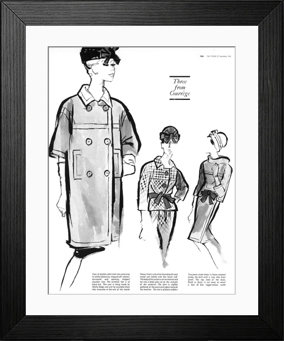 Framed Print : Courreges fashion, 1961