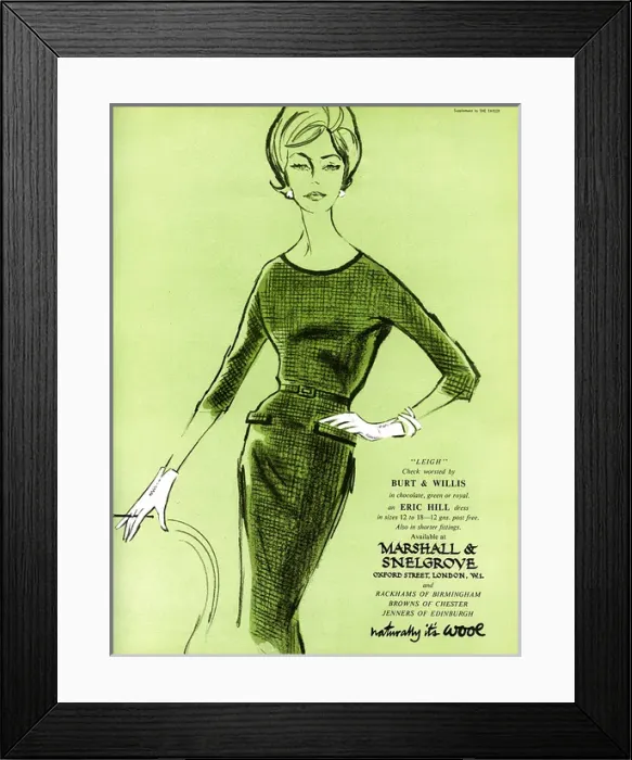 Framed Print : Eric Hill dress at Marshall and Snelgrove advertisement