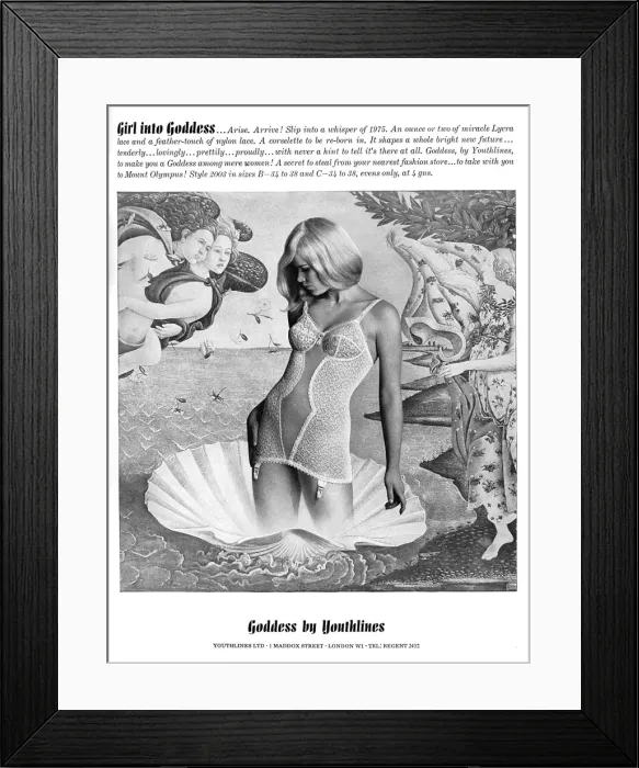 Framed Print : Goddess by Youthlines corselette, 1965 Framed Print : Goddess by Youthlines corselette, 1965