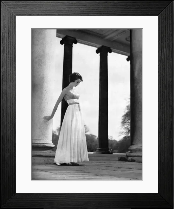 Framed Print : White pure silk chiffon ball dress by Victor Stiebel Framed Print : White pure silk chiffon ball dress by Victor Stiebel