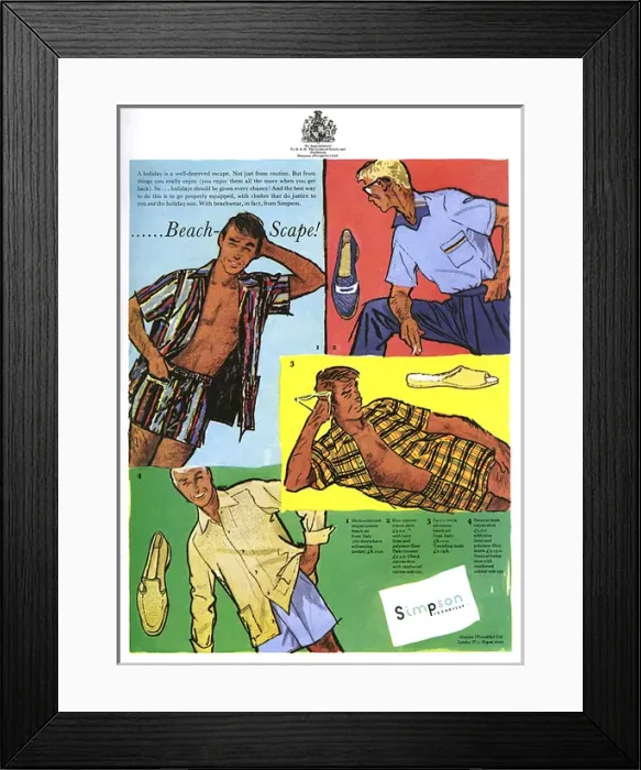 Framed Print : Summer holiday fashions from Simpson of Piccadilly