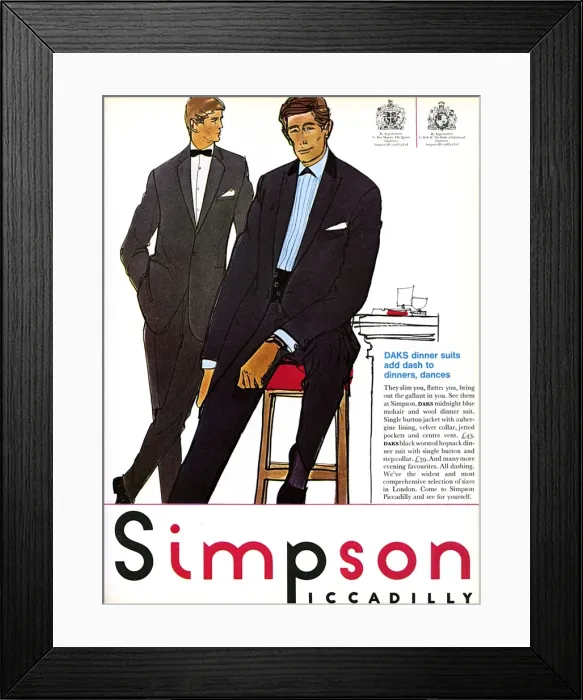 Framed Print : Advertisement for Daks dinner suits at Simpson Piccadilly Framed Print : Advertisement for Daks dinner suits at Simpson Piccadilly
