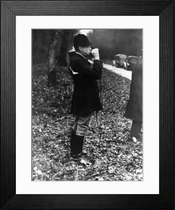 Framed Print : Winston Churchill hunting wild boar, drinking Framed Print : Winston Churchill hunting wild boar, drinking