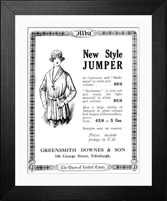 Framed Print : New style jumper - 1919 ladies clothing advertisement