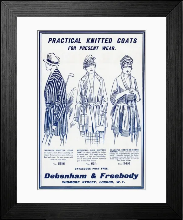 Framed Print : Advert in Debenham & Freebody knitted coats 1917 Framed Print : Advert in Debenham & Freebody knitted coats 1917