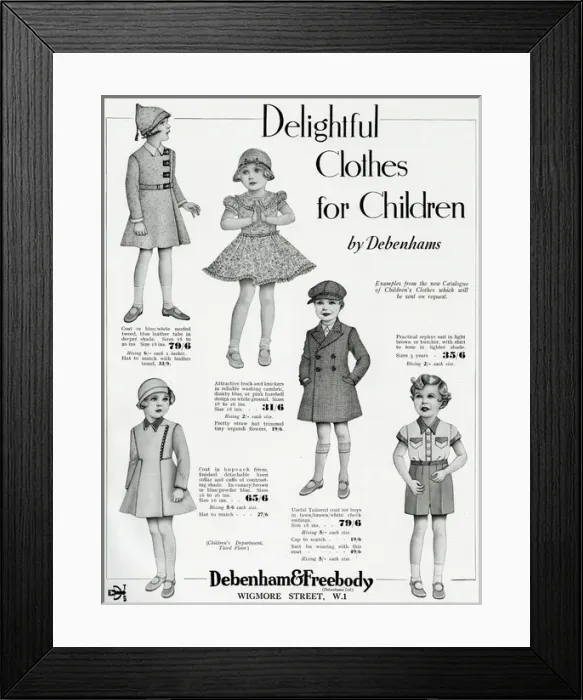 Framed Print : Advert for Debenham & Freebody childrens clothes 1937 Framed Print : Advert for Debenham & Freebody childrens clothes 1937